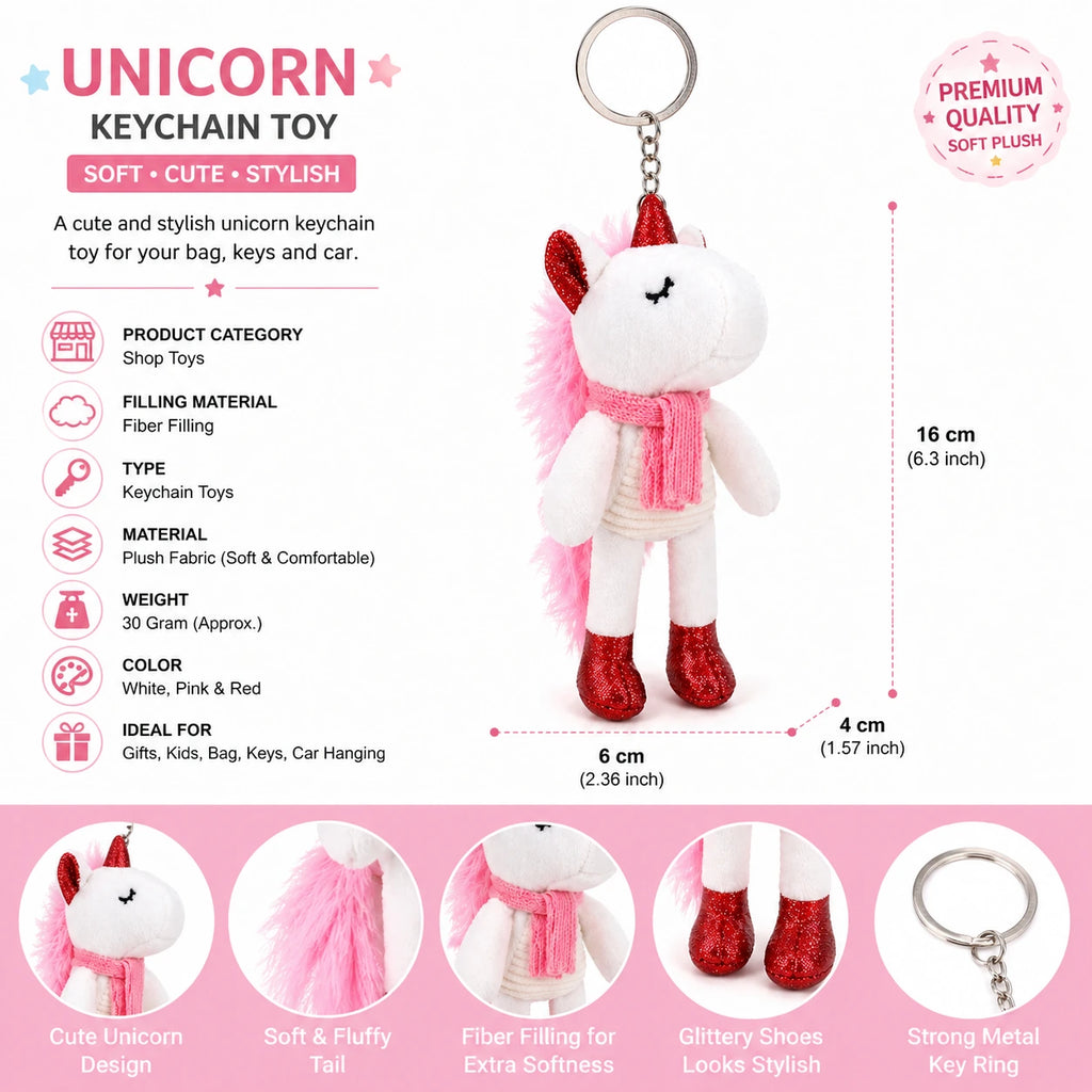 Unicorn Keychain – Cute Soft Plush Bag Charm for Girls